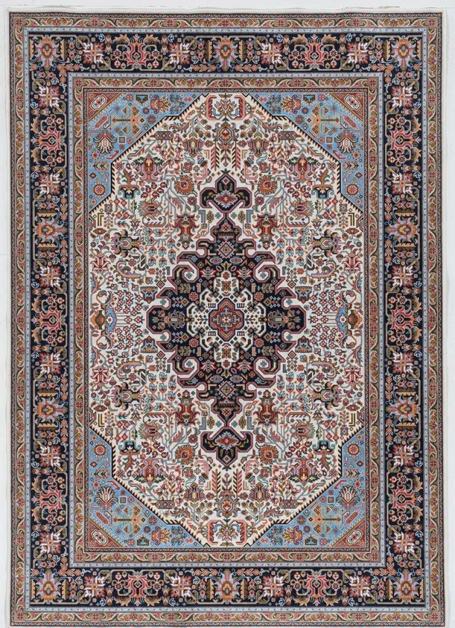 Rugs * | Cheap Emerald Landis Ivory & Blue 2.2 3.2 Linon Home Decor Rugem2623