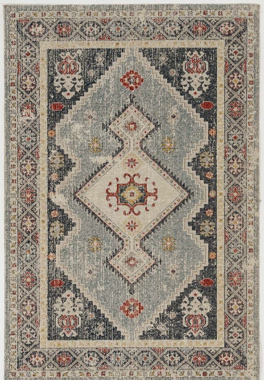 Rugs * | Best Sellers Great Zero Marle Ivory & Blue 2 3 Linon Home Decor Ruggz0323