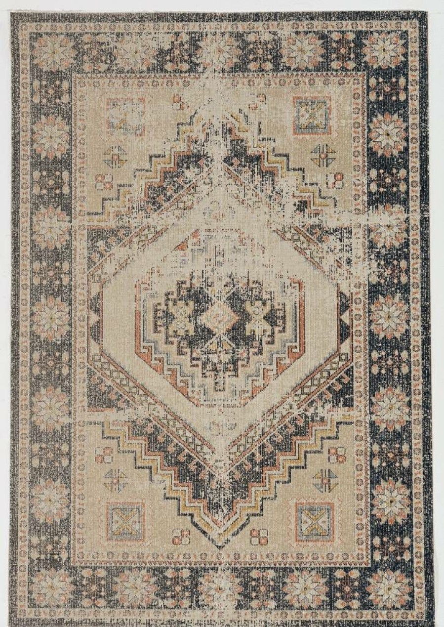 Rugs * | Quick Delivery Great Zero Stiles Ivory & Navy 2 3 Linon Home Decor Ruggz1023