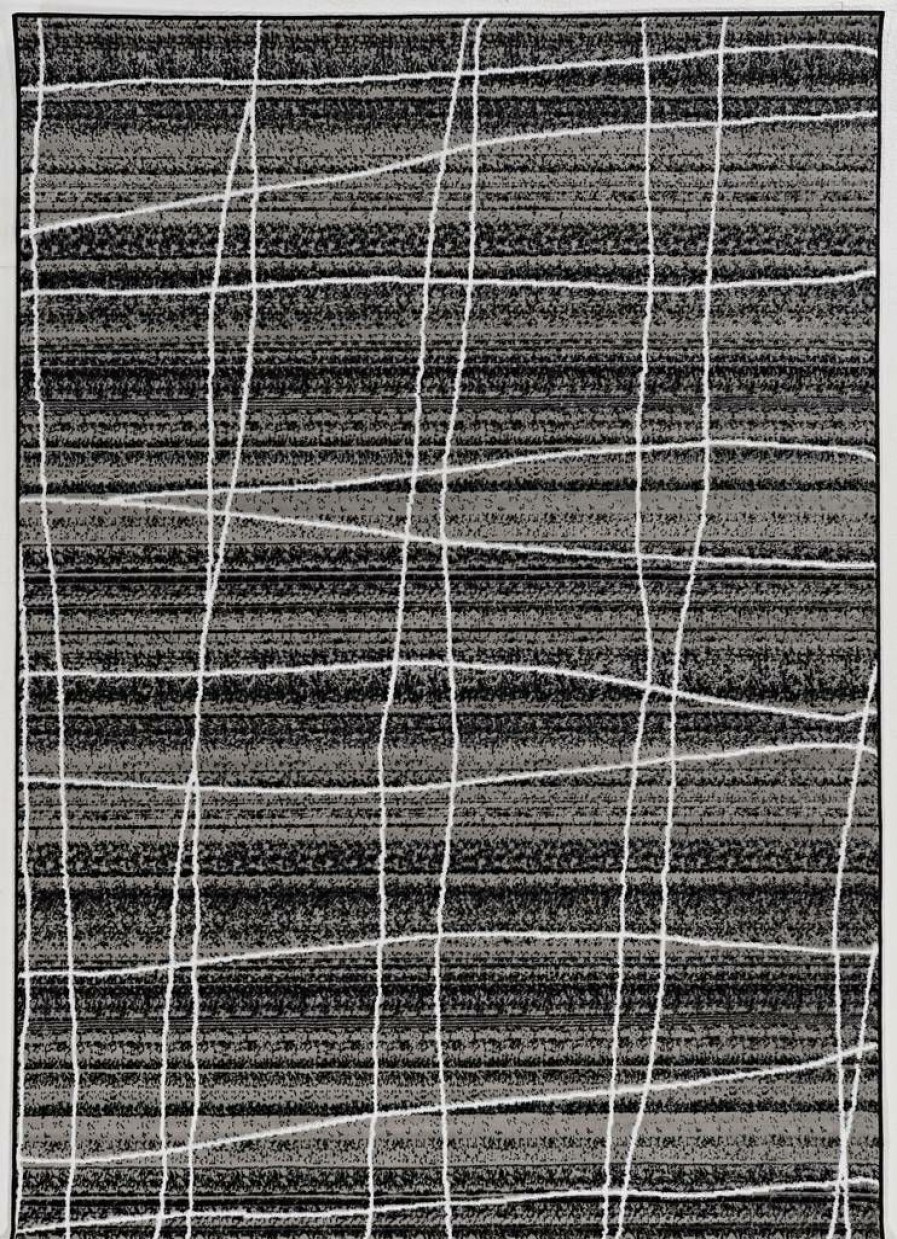 Rugs * | Quick Delivery Capri Mod Plaid Black & Grey 6.5 9.3 Linon Home Decor Rugbc11471