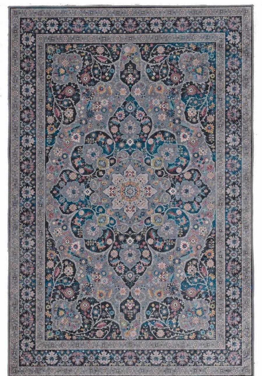 Rugs * | Attractive Emerald Grenier Grey & Teal 3.3 5 Linon Home Decor Rugem1535