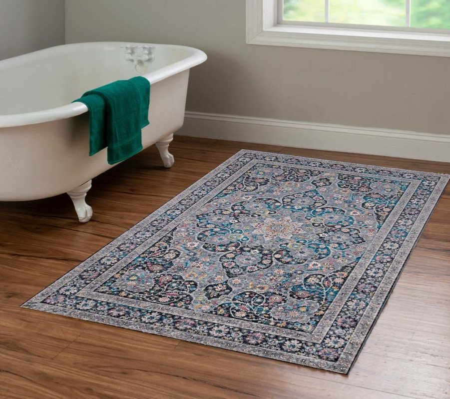 Rugs * | Attractive Emerald Grenier Grey & Teal 3.3 5 Linon Home Decor Rugem1535