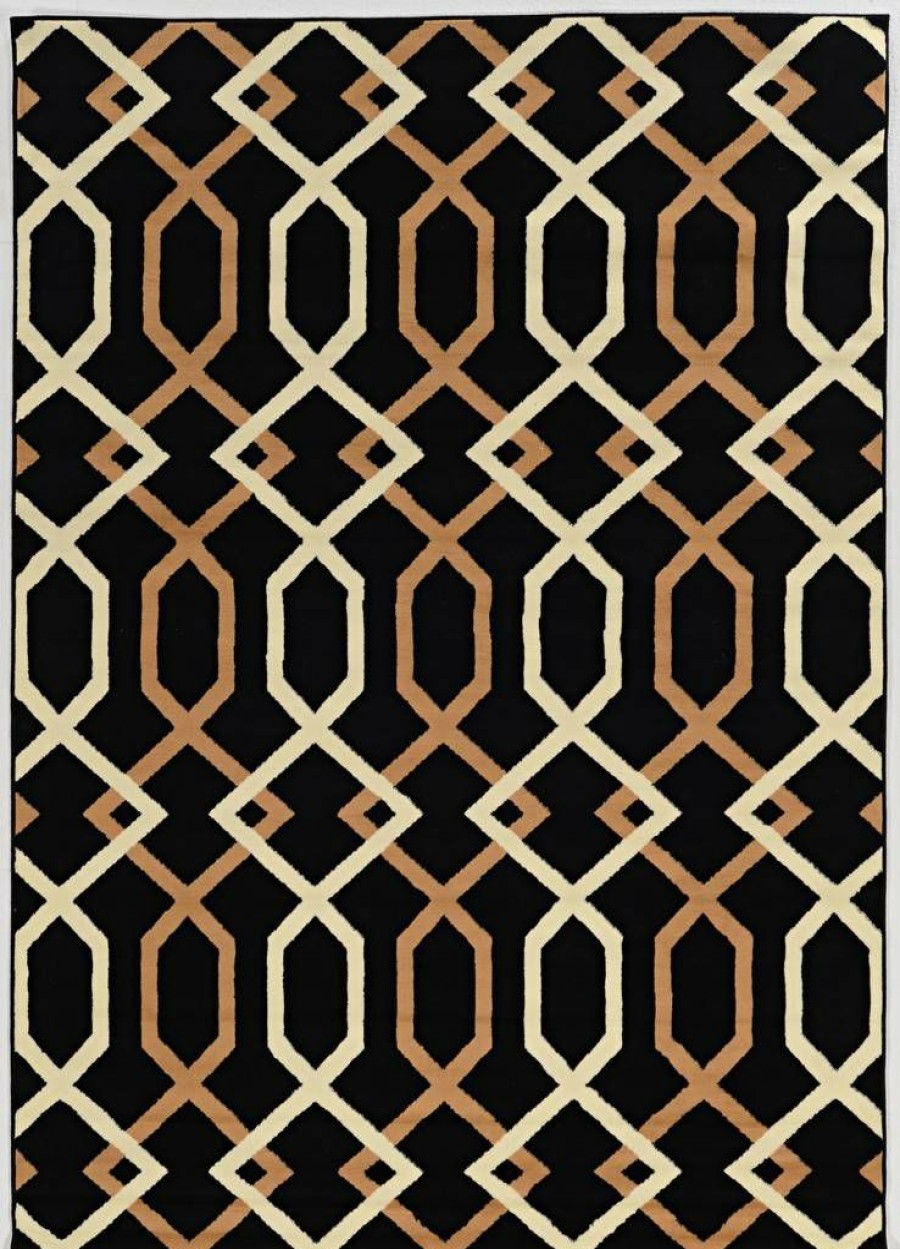 Rugs * | Cheap Capri Hex Black & Beige 6.5 9.3 Linon Home Decor Rugbc11271