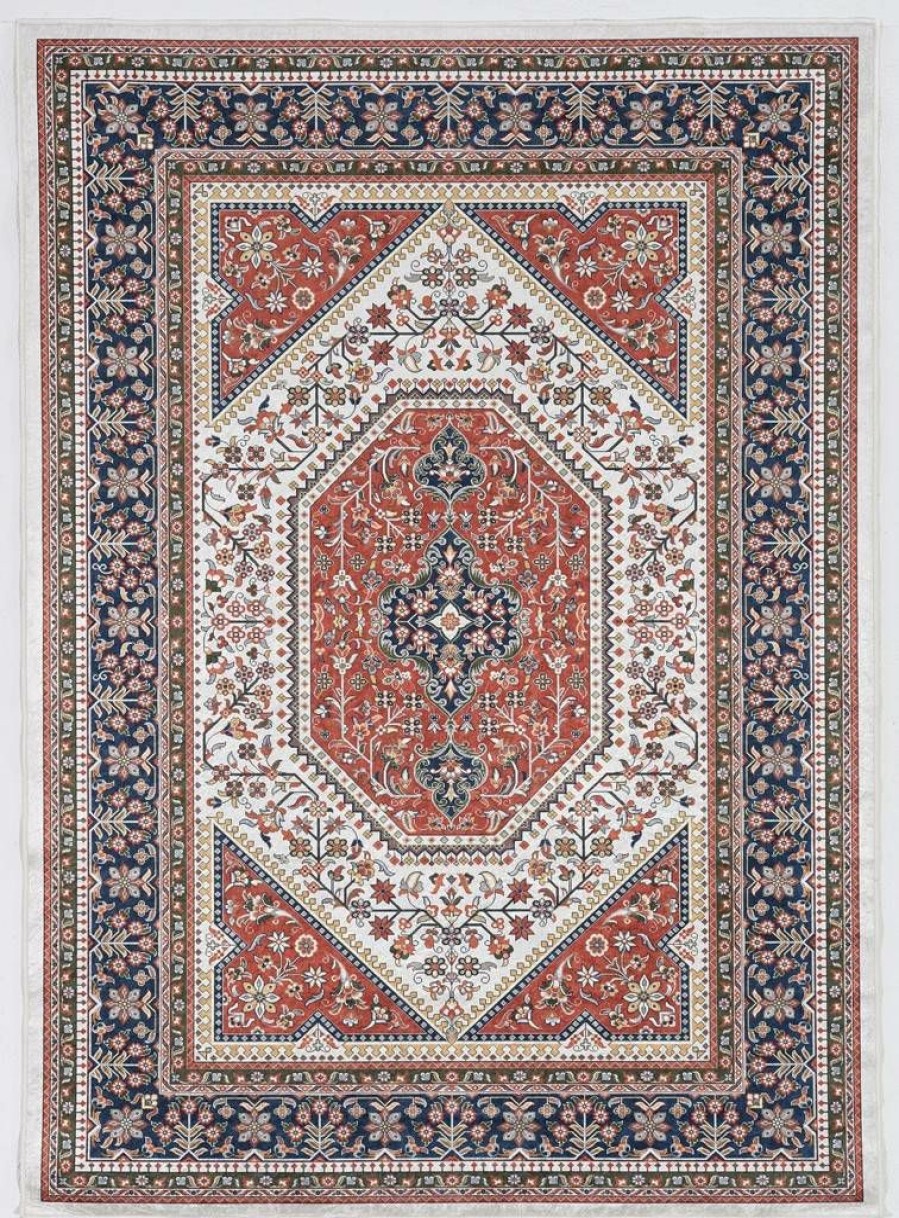 Rugs * | Crazy Deals Emerald Bayer Red & Navy 2.2 3.2 Linon Home Decor Rugem2423