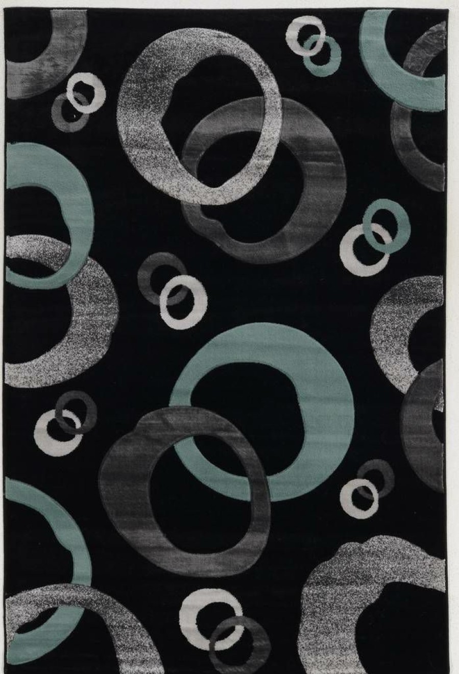 Rugs * | Exclusive Design Milan Barnet Black & Turquoise 1.10 2.10 Linon Home Decor Rug-Mn1223