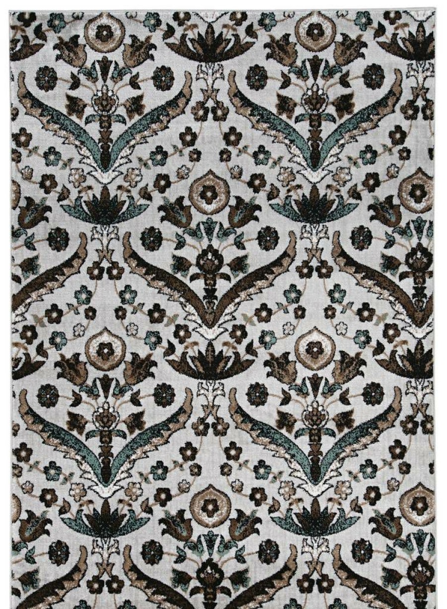 Rugs * | Fashion Elegance Chateau White & Turquoise 2 3 Linon Home Decor Rug-Ee2623