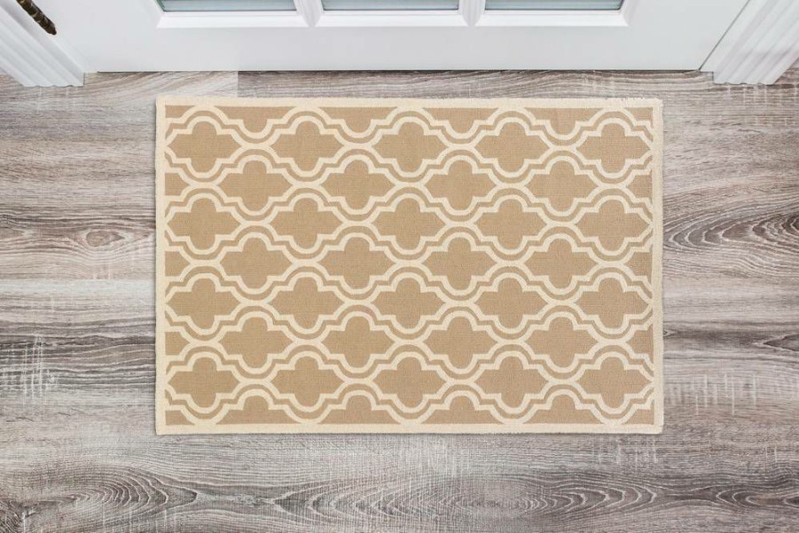 Rugs * | Online Sales Silhouette Quatrefoil Beige & Ivory 2 3 Linon Home Decor Rug-Sh1023