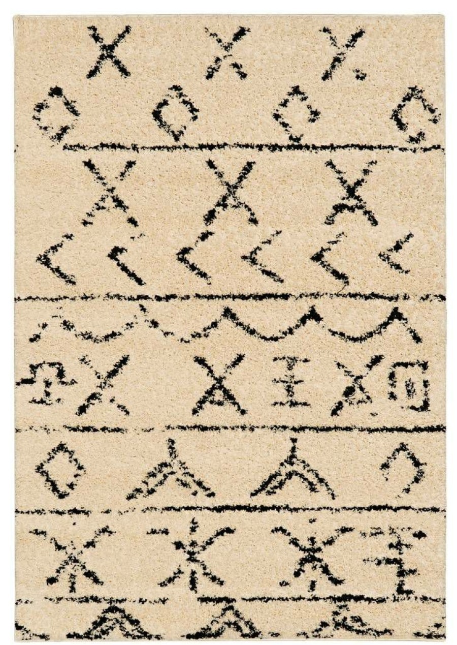 Rugs * | Quick Delivery Moroccan Atlas Ivory & Black 3 5 Linon Home Decor Rugmc1035