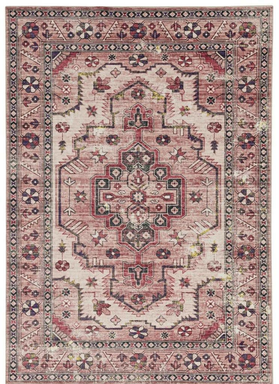 Rugs * | Fashion Washable Marcie Ivory/Pink 3 5 Linon Home Decor Rugwr0935