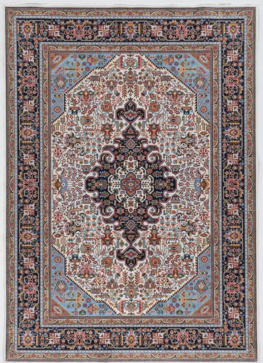 Rugs * | Online Store Emerald Landis Ivory & Blue 6.7 9.7 Linon Home Decor Rugem2671