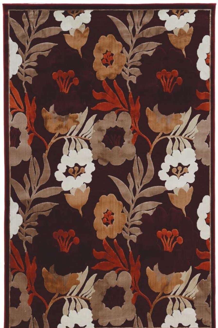 Rugs * | Special Style Hi Lo Floral Brown & Beige 2 3 Linon Home Decor Rughl0423