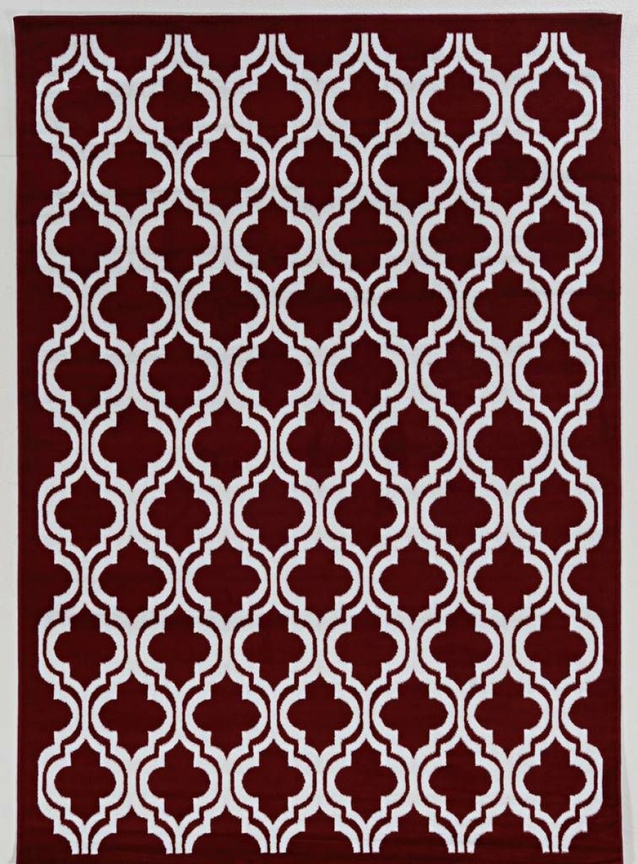 Rugs * | Quick Delivery Capri Quatrafoil Red & Cream 6.5 9.3 Linon Home Decor Rugbc10271