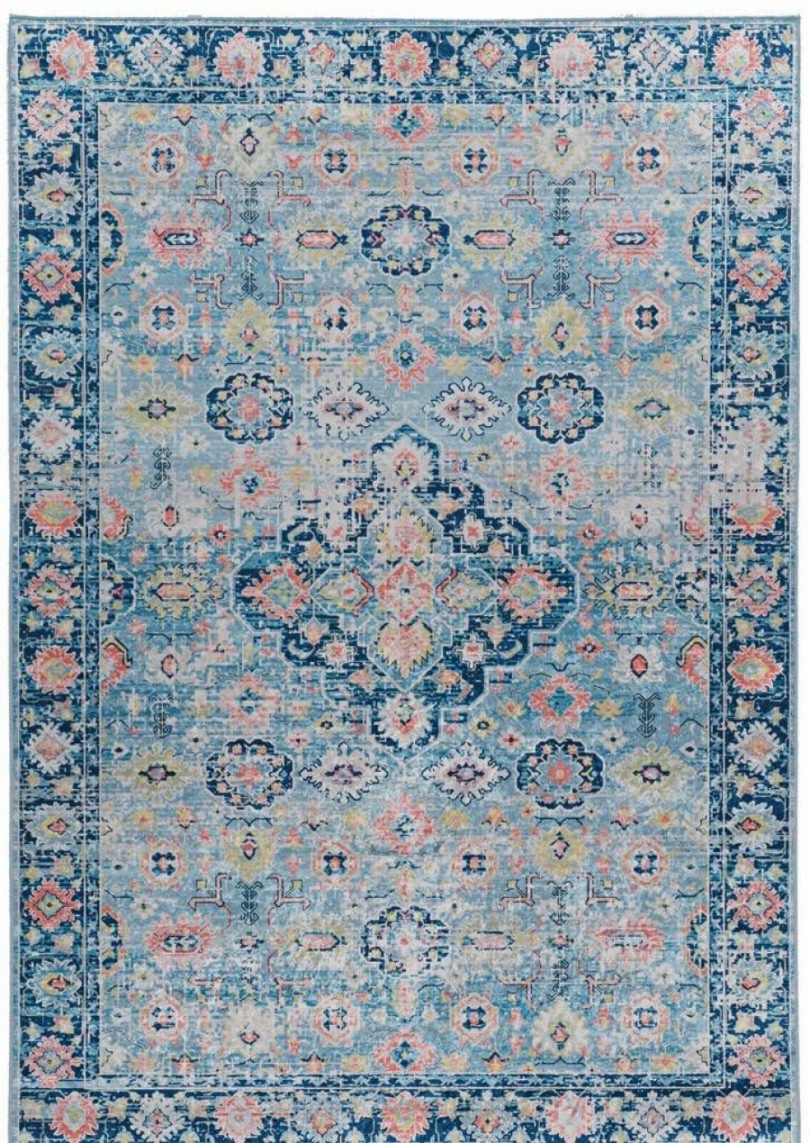 Rugs * | Special Emerald Canton Blue & Ivory 3.3 5 Linon Home Decor Rugem1835