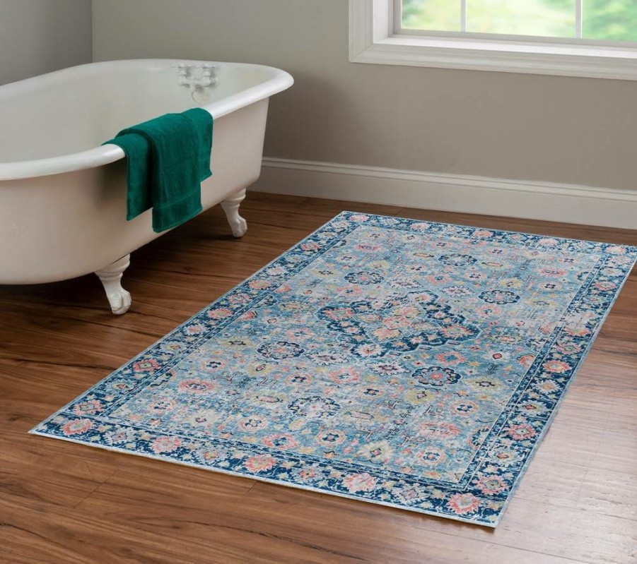 Rugs * | Special Emerald Canton Blue & Ivory 3.3 5 Linon Home Decor Rugem1835