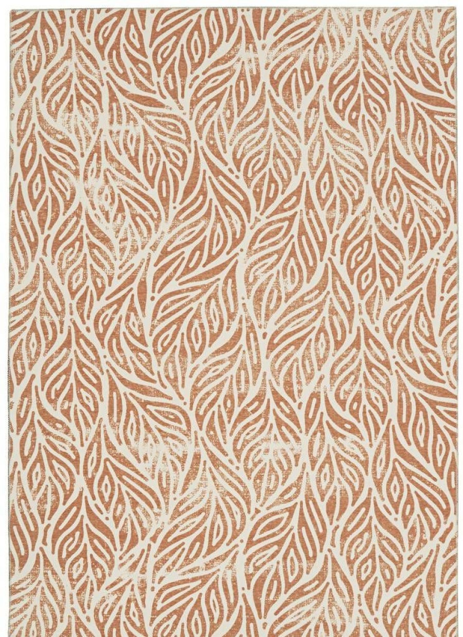 Rugs * | Closeout Sale Washable Leona Ivory/Rust 3 5 Linon Home Decor Rugwr2835