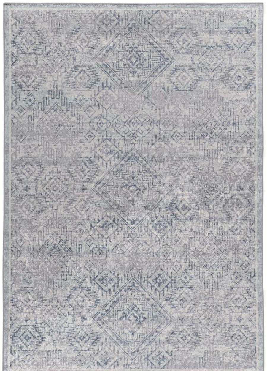 Rugs * | Classical Emerald Duluth Grey & Blue 3.3 5 Linon Home Decor Rugem0935