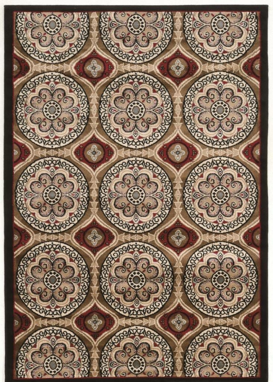 Rugs * | Cheap Elegance Clara Beige & Burgundy 2 3 Linon Home Decor Rugee34323