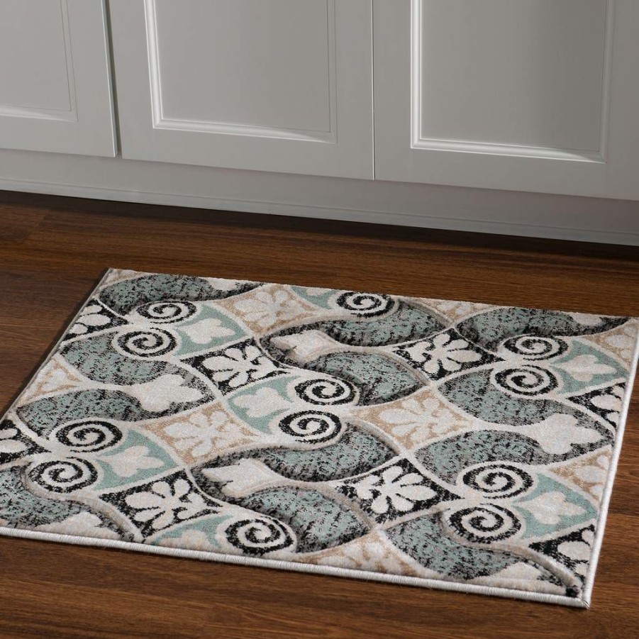 Rugs * | Exclusive Design Milan Bilson Black & Turquoise 1.10 2.10 Linon Home Decor Rug-Mn3523