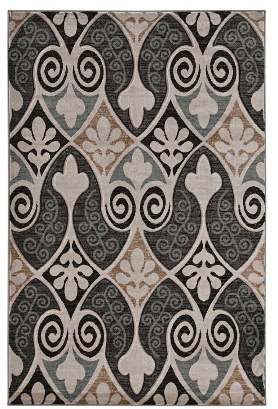 Rugs * | Exclusive Design Milan Bilson Black & Turquoise 1.10 2.10 Linon Home Decor Rug-Mn3523