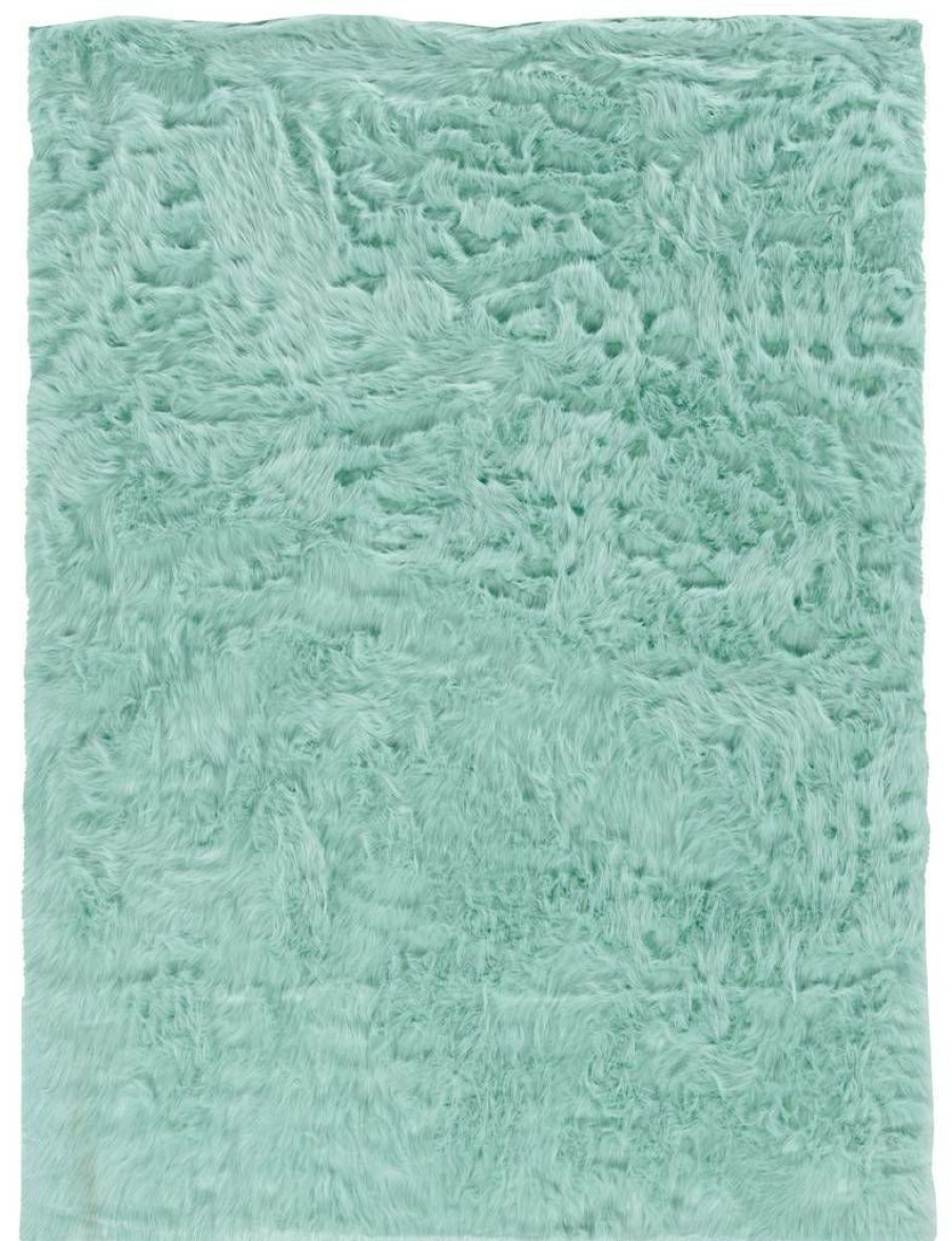 Rugs * | Quick Delivery Faux Sheepskin Blue 3 5 Linon Home Decor Rug-Bluesheep3660