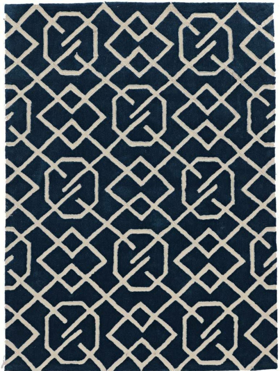 Rugs * | Special Style Trio Intent Navy & Ivory 1.10 2.10 Linon Home Decor Rugta58123