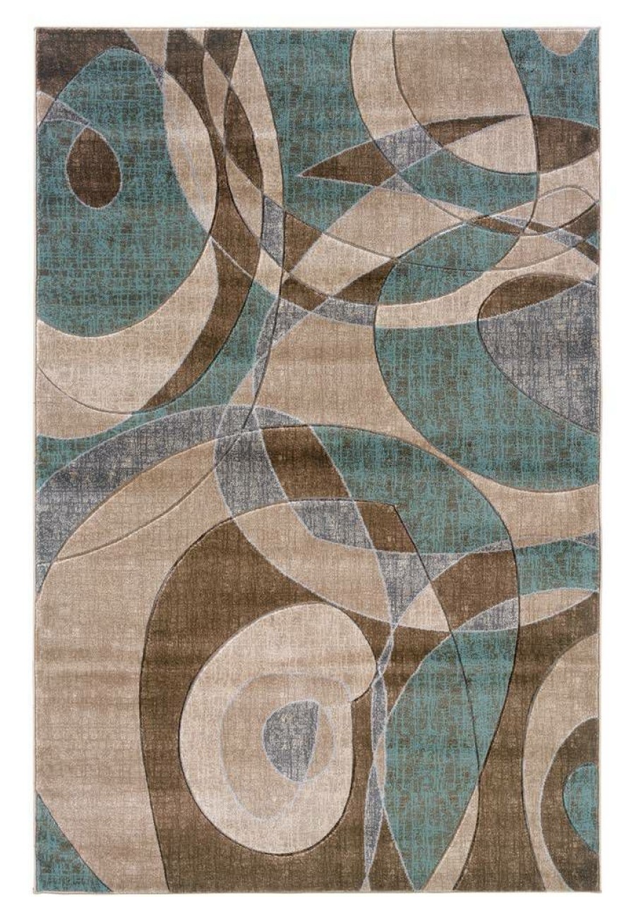 Rugs * | Attractive Milan Dayna Brown & Turquoise 1.10 2.10 Linon Home Decor Rug-Mn1623