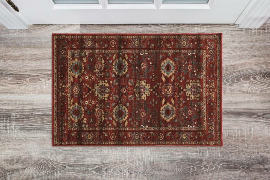 Rugs * | Excellent Serape Heriz Red & Orange 2 3 Linon Home Decor Rugse0623