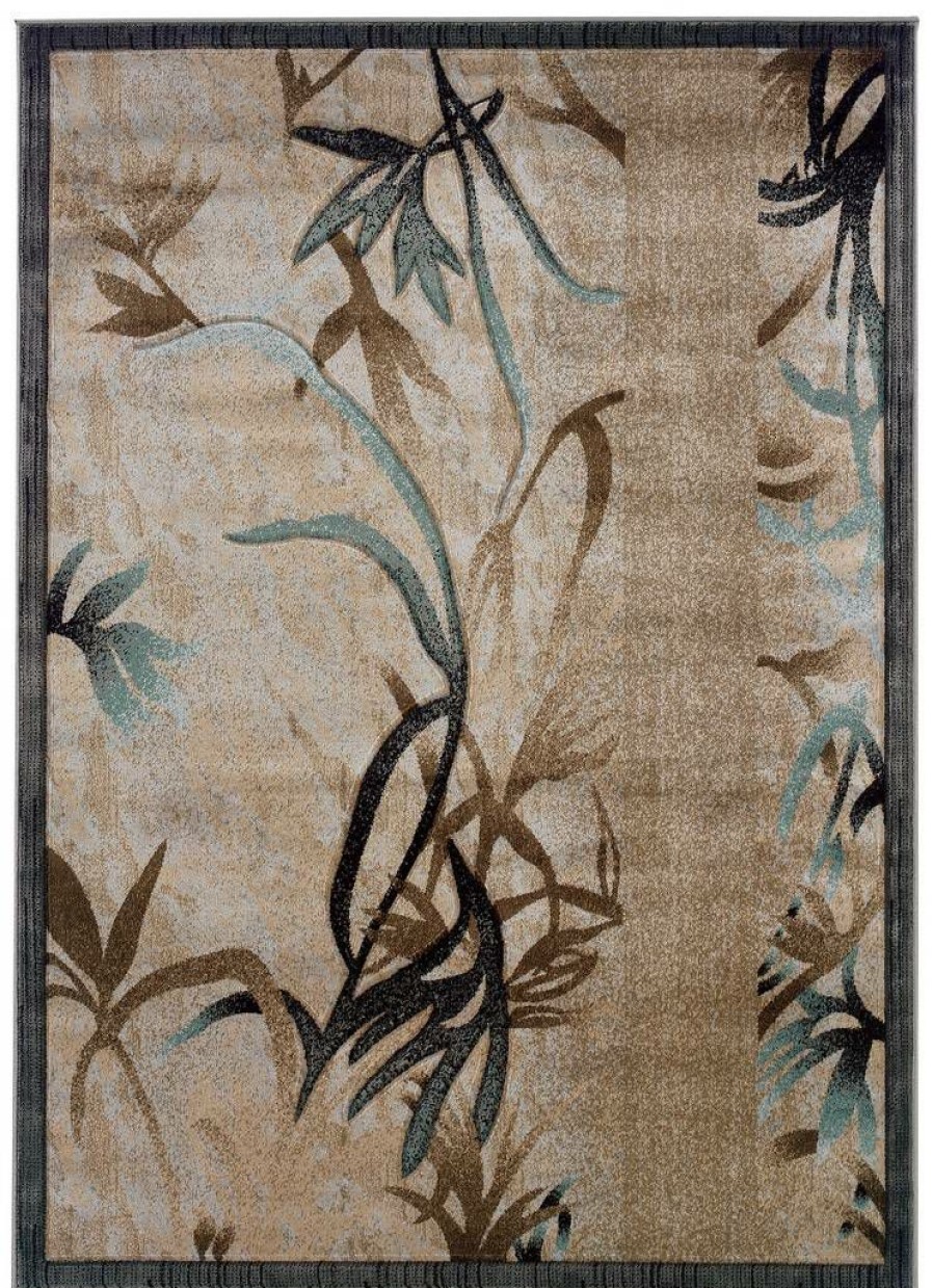 Rugs * | Exclusive Design Milan Roth Beige & Aqua 1.10 2.10 Linon Home Decor Rug-Mn3023