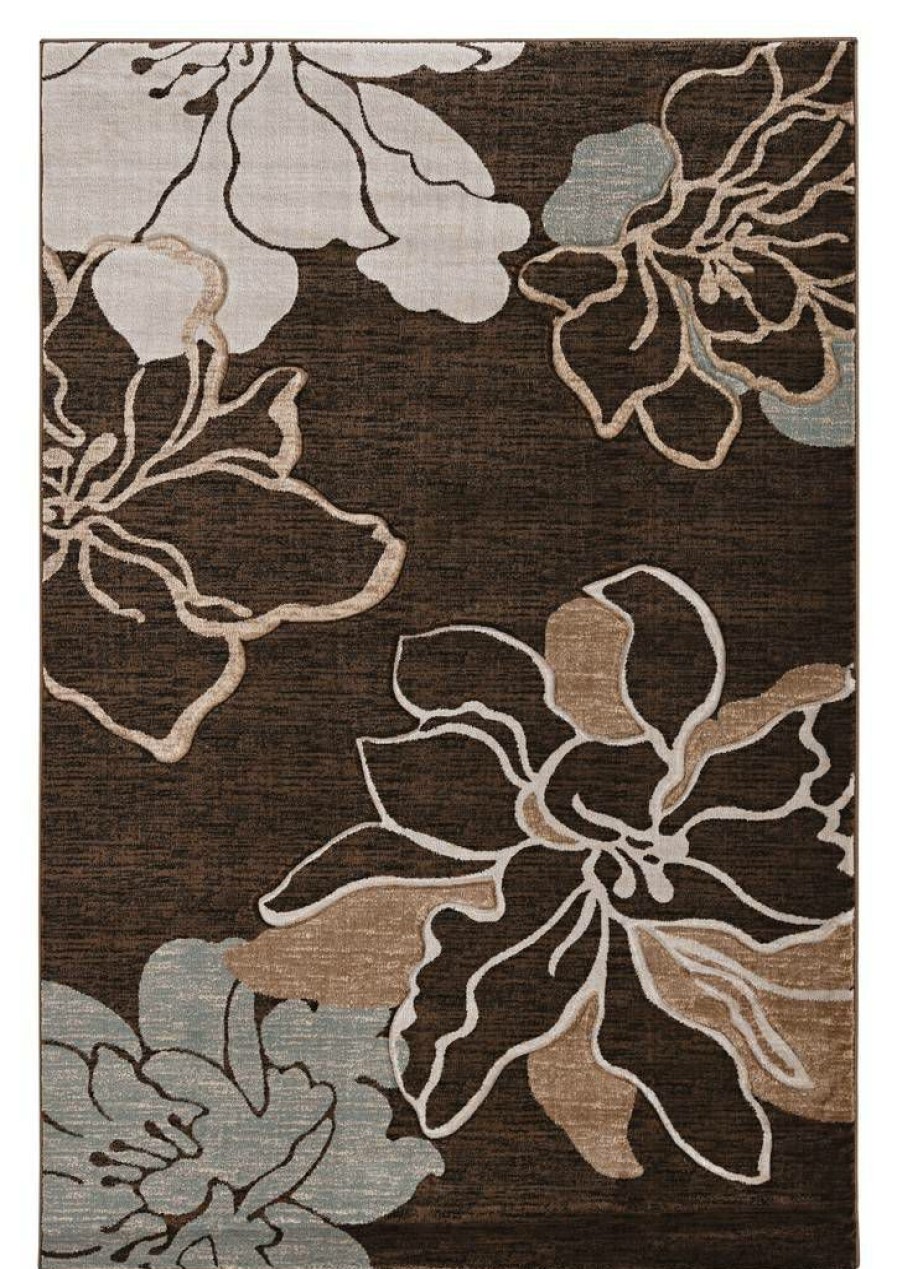 Rugs * | Online Sales Milan Eleanor Brown & Turquoise1.10 2.10 Linon Home Decor Rug-Mn0623