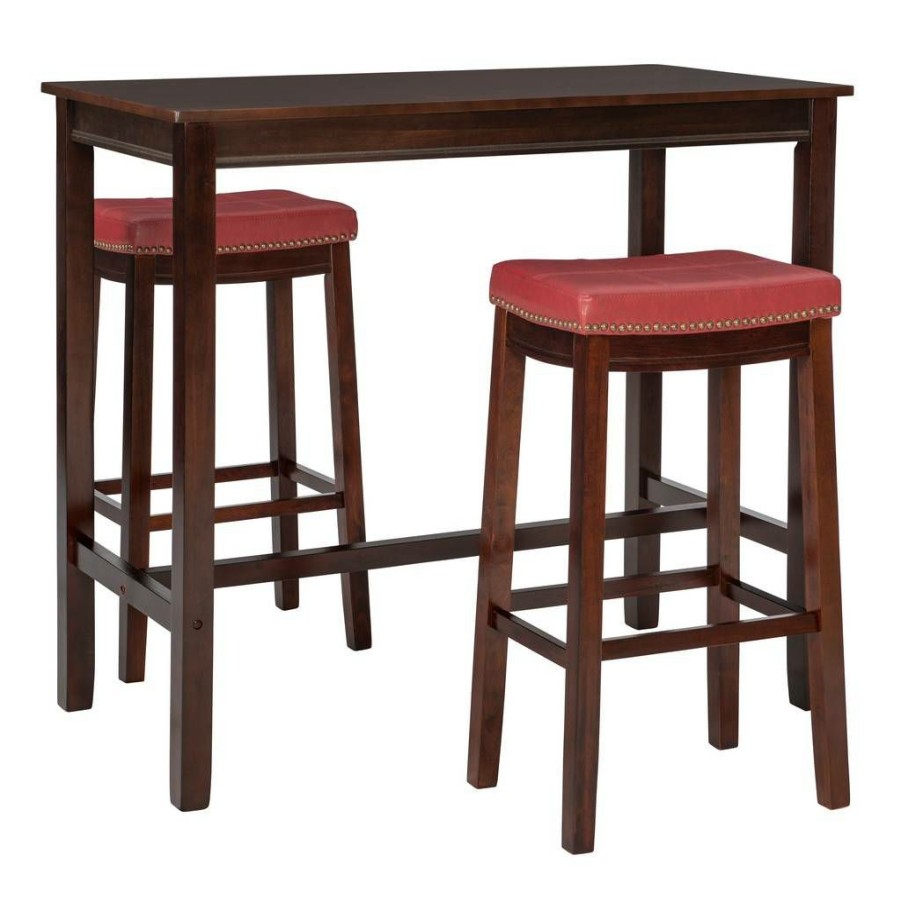 Bar * | Top Sellers Claridge 3Pc Bar Set Brown Red Linon Ts53Brnredabcu