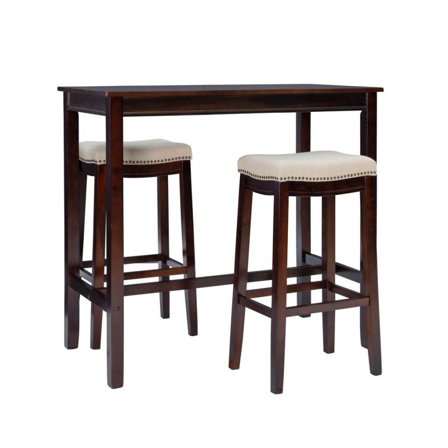 Bar * | Special Style Claridge 3Pc Bar Set Walnut Linen Linon Ts53Walabcu