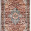 Rugs * | Crazy Deals Washable Carter Rust/Ivory 3 5 Linon Home Decor Rugwr1435