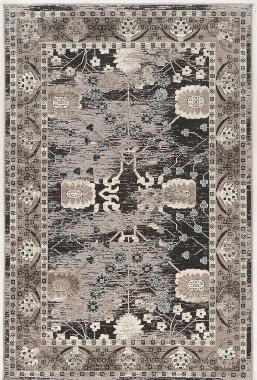 Rugs * | Top Sellers Vintage Zeigler Grey & Charcoal 2 3 Linon Home Decor Rugvt1723