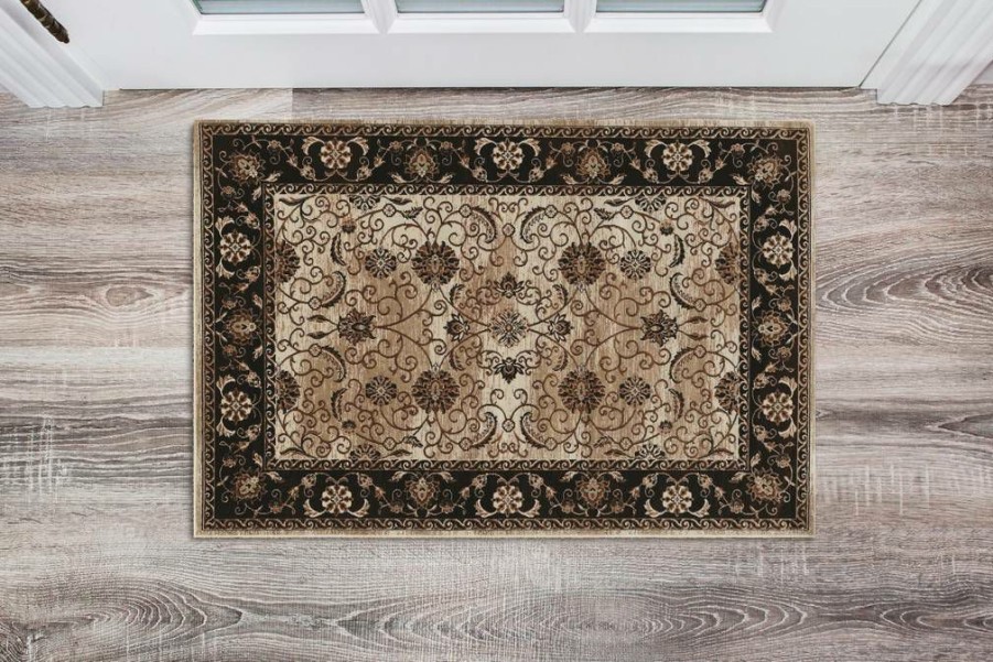 Rugs * | Crazy Deals Vintage Isfahan Ivory & Blue 2 3 Linon Home Decor Rugvt3523