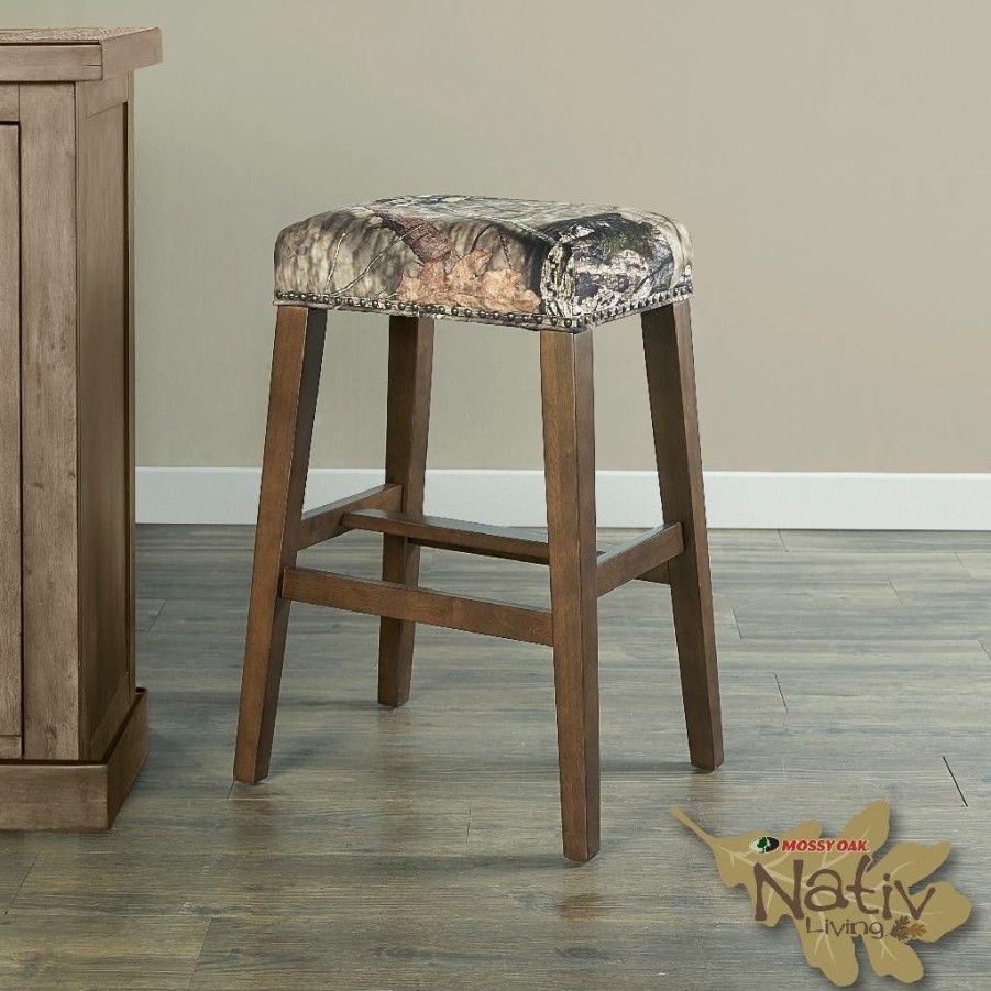 Bar * | Fashion The Mossy Oak Nativ Living Backless Bar Stool Linon Bs220Moss01U