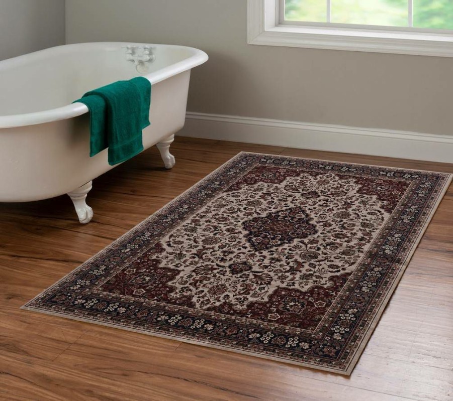 Rugs * | Special Style Emerald Barton Cream & Rust 3.3 5 Linon Home Decor Rugem0135