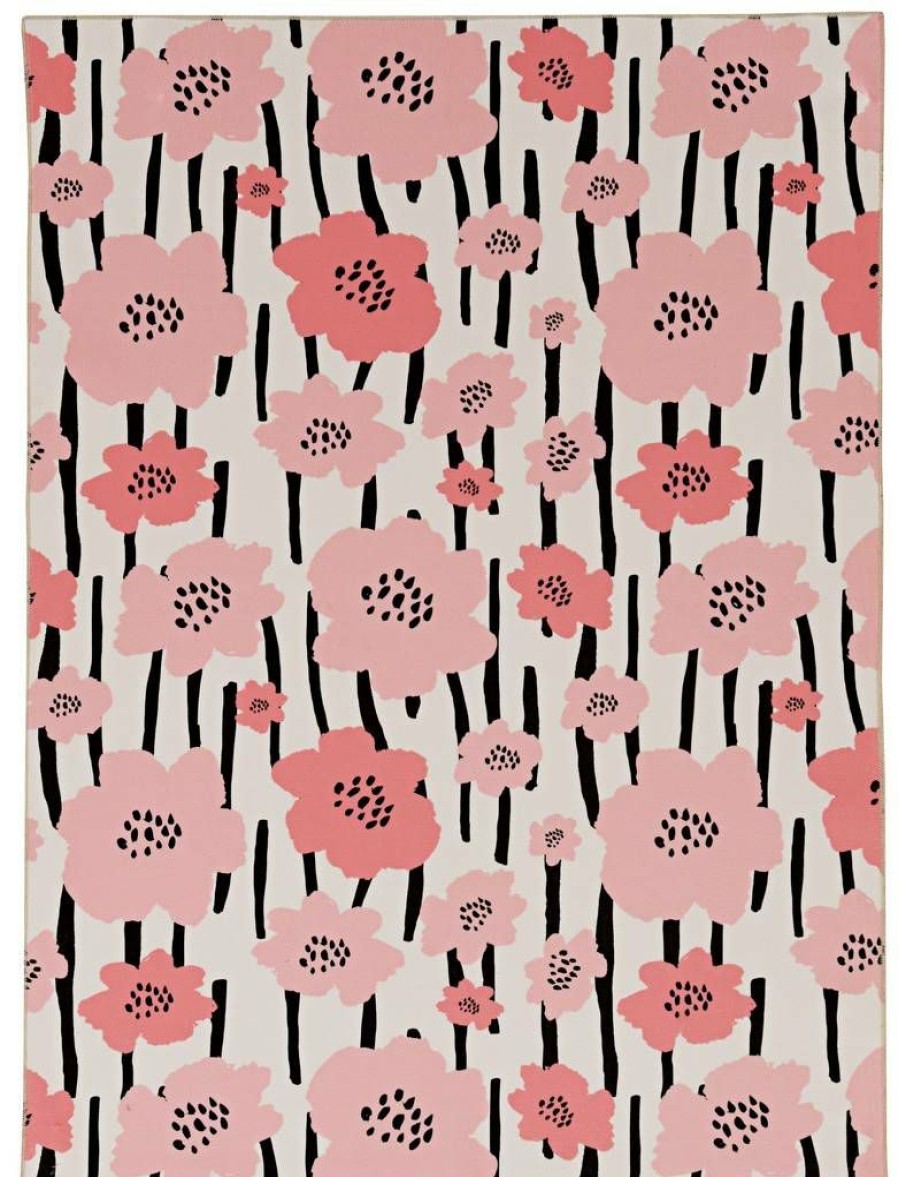 Rugs * | Exclusive Design Washable Laurel Ivory/Pink 2 3 Linon Home Decor Rugwr2623