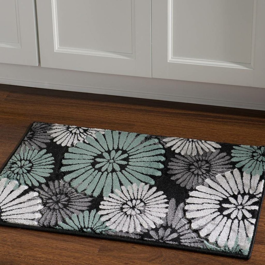 Rugs * | Fashion Milan Perth Black & Turquoise 1.10 2.10 Linon Home Decor Rug-Mn1123