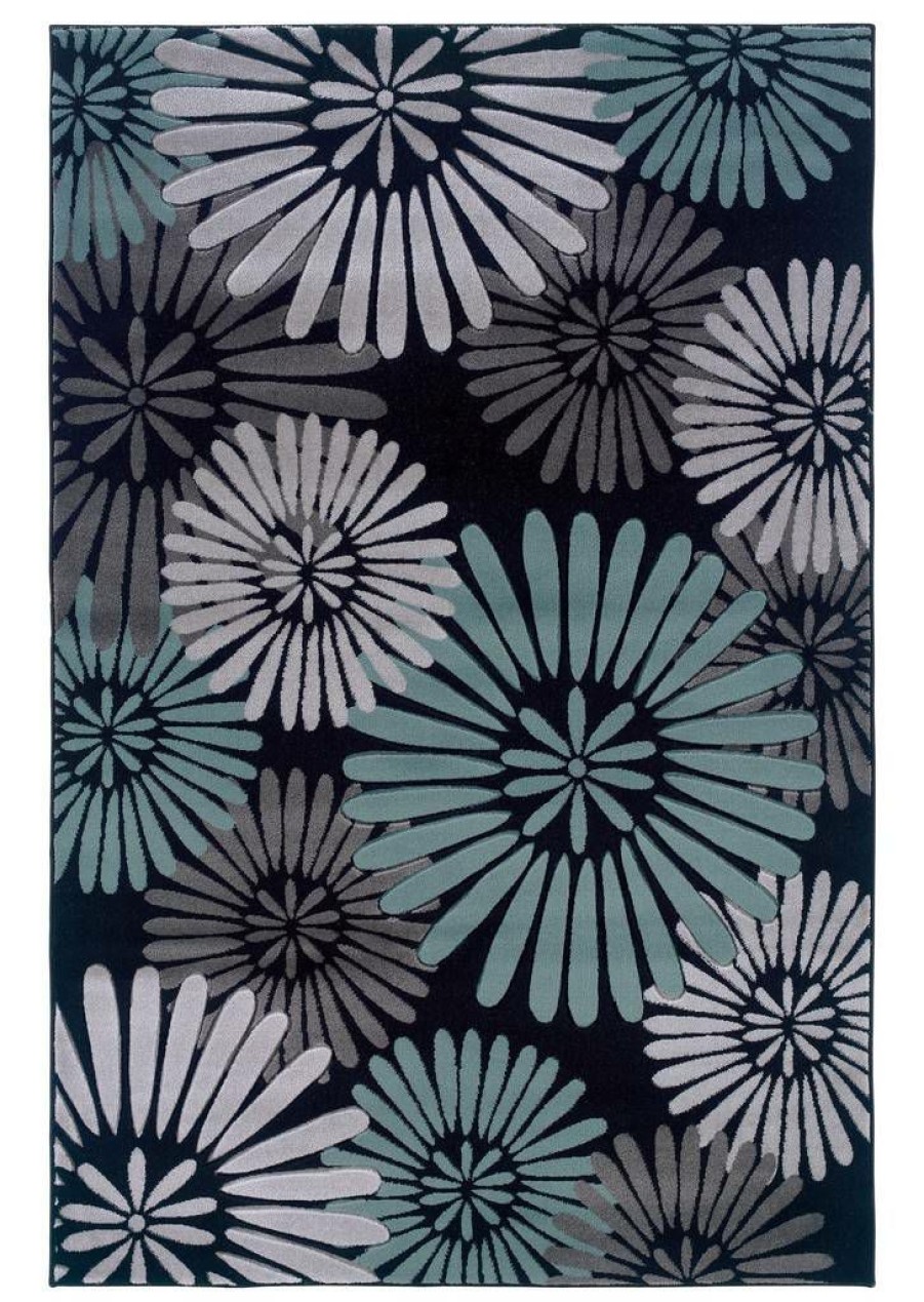 Rugs * | Fashion Milan Perth Black & Turquoise 1.10 2.10 Linon Home Decor Rug-Mn1123