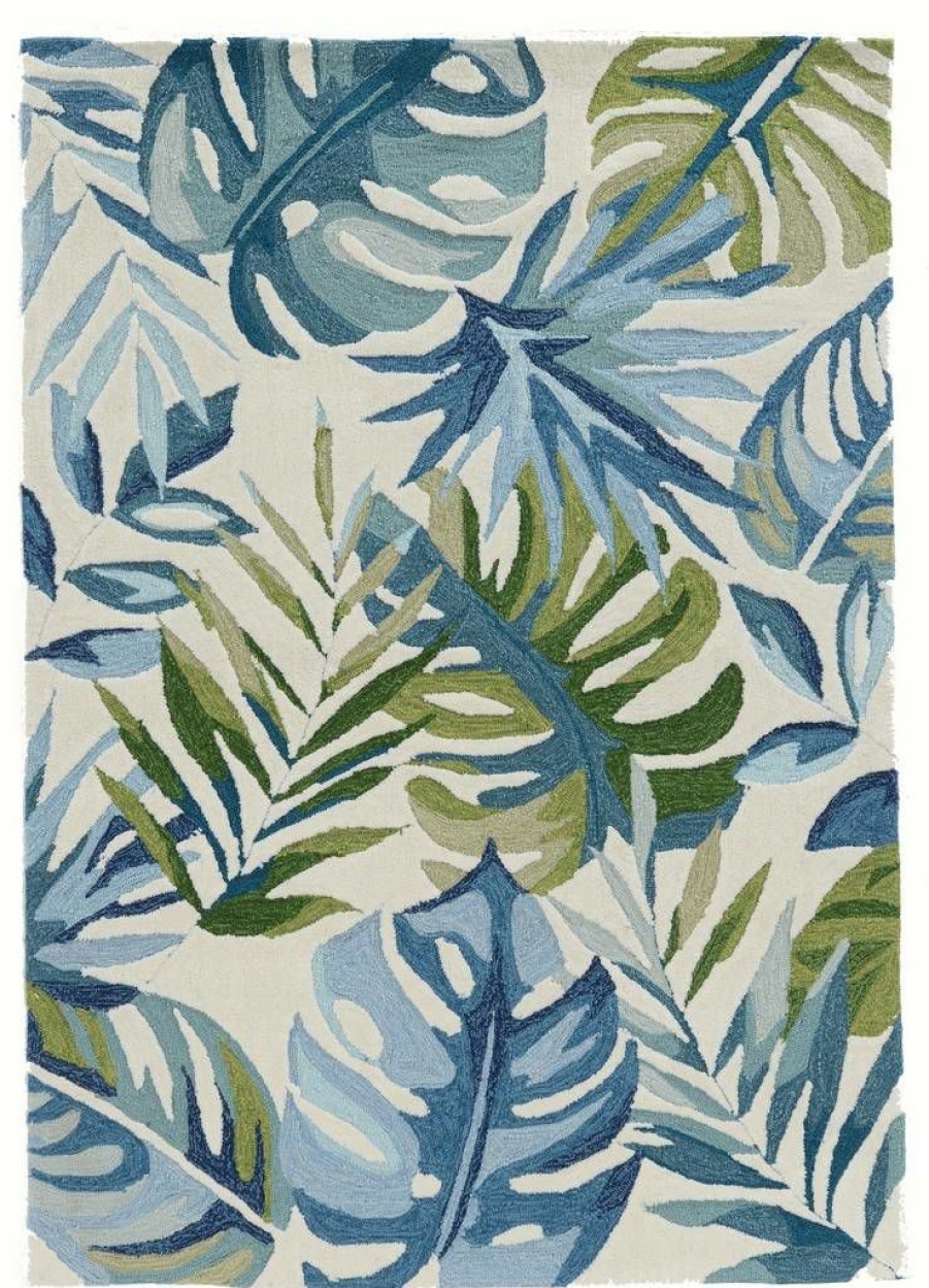 Rugs * | Online Sales Trio Bermuda Ivory & Blue 1.10 2.10 Linon Home Decor Rugta58023