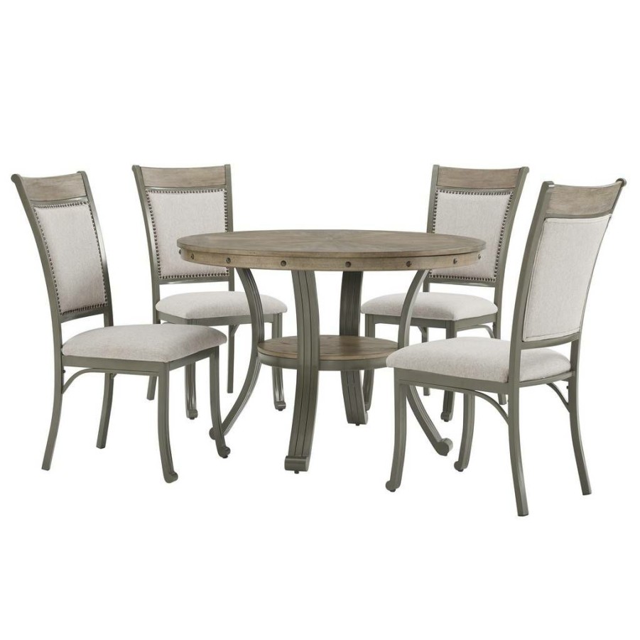 Kitchen & Dining * | Excellent Franklin 45 Inch Round Dining Table Pewter Linon D1283B20Dt