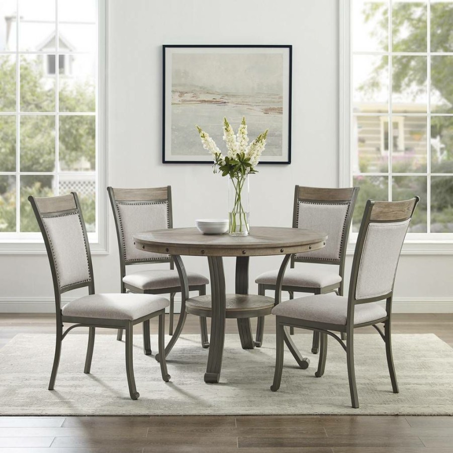 Kitchen & Dining * | Excellent Franklin 45 Inch Round Dining Table Pewter Linon D1283B20Dt