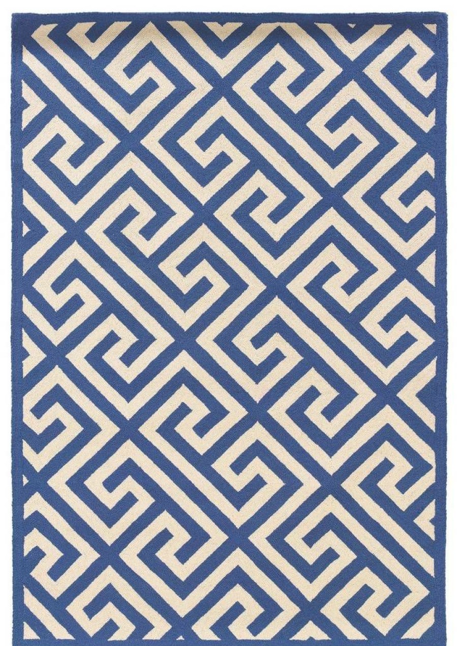 Rugs * | High Quality Silhouette Greekkey Navy & Ivory 2 3 Linon Home Decor Rug-Sh0723