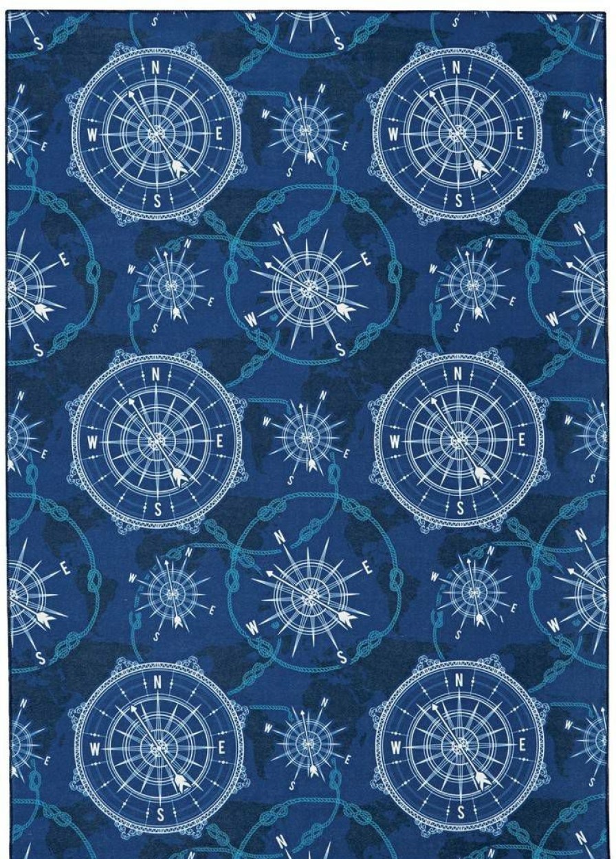 Rugs * | Crazy Deals Washable Simon Blue/Ivory 2 3 Linon Home Decor Rugwr2023