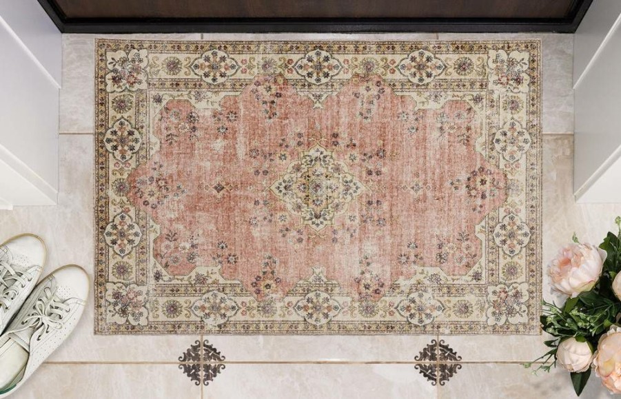 Rugs * | Quick Delivery Washable Blanton Pink/Ivory 2 3 Linon Home Decor Rugwr1323