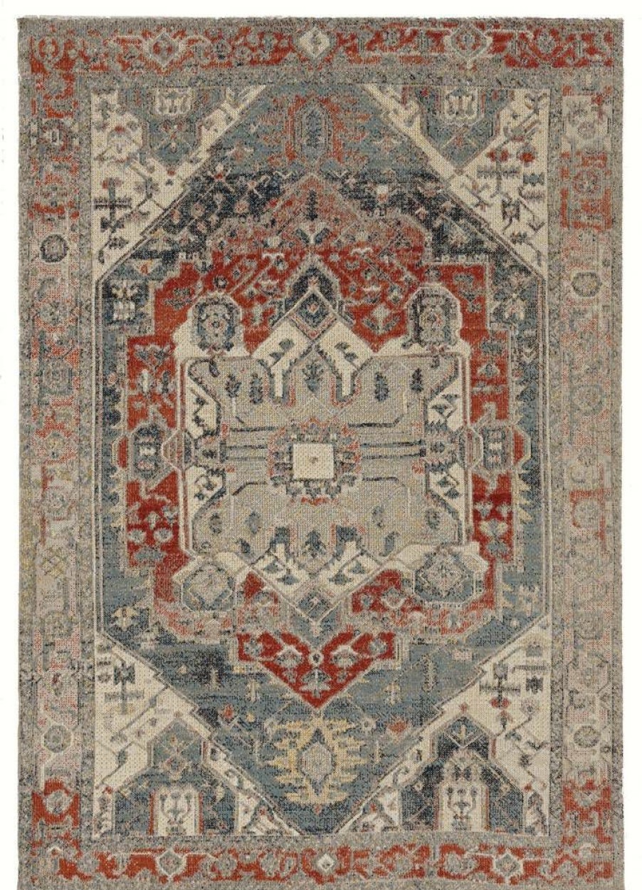 Rugs * | Online Sales Great Zero Anlow Ivory & Blue 2 3 Linon Home Decor Ruggz0923