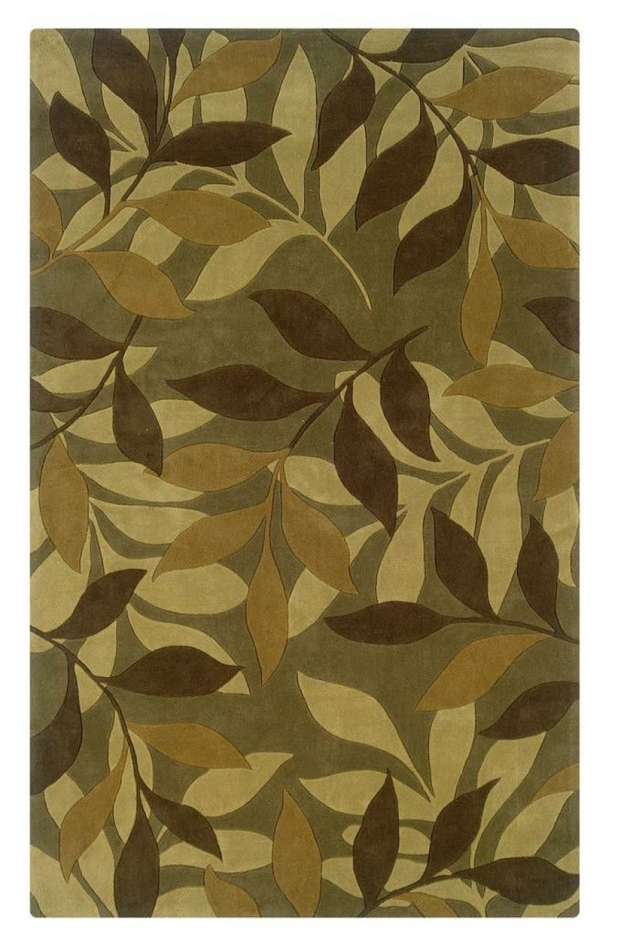 Rugs * | Exclusive Design Trio Adria Green & Brown 1.10 2.10 Linon Home Decor Rug-Tab01323