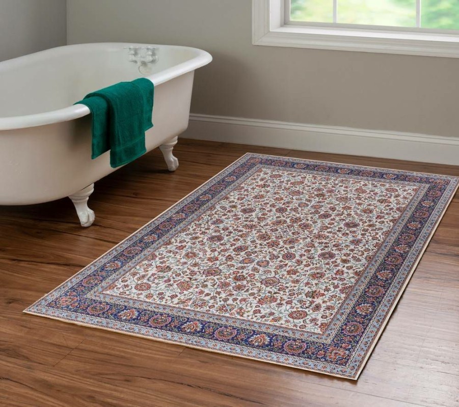 Rugs * | Crazy Deals Emerald Ritchie Ivory & Blue 3.3 5 Linon Home Decor Rugem2135