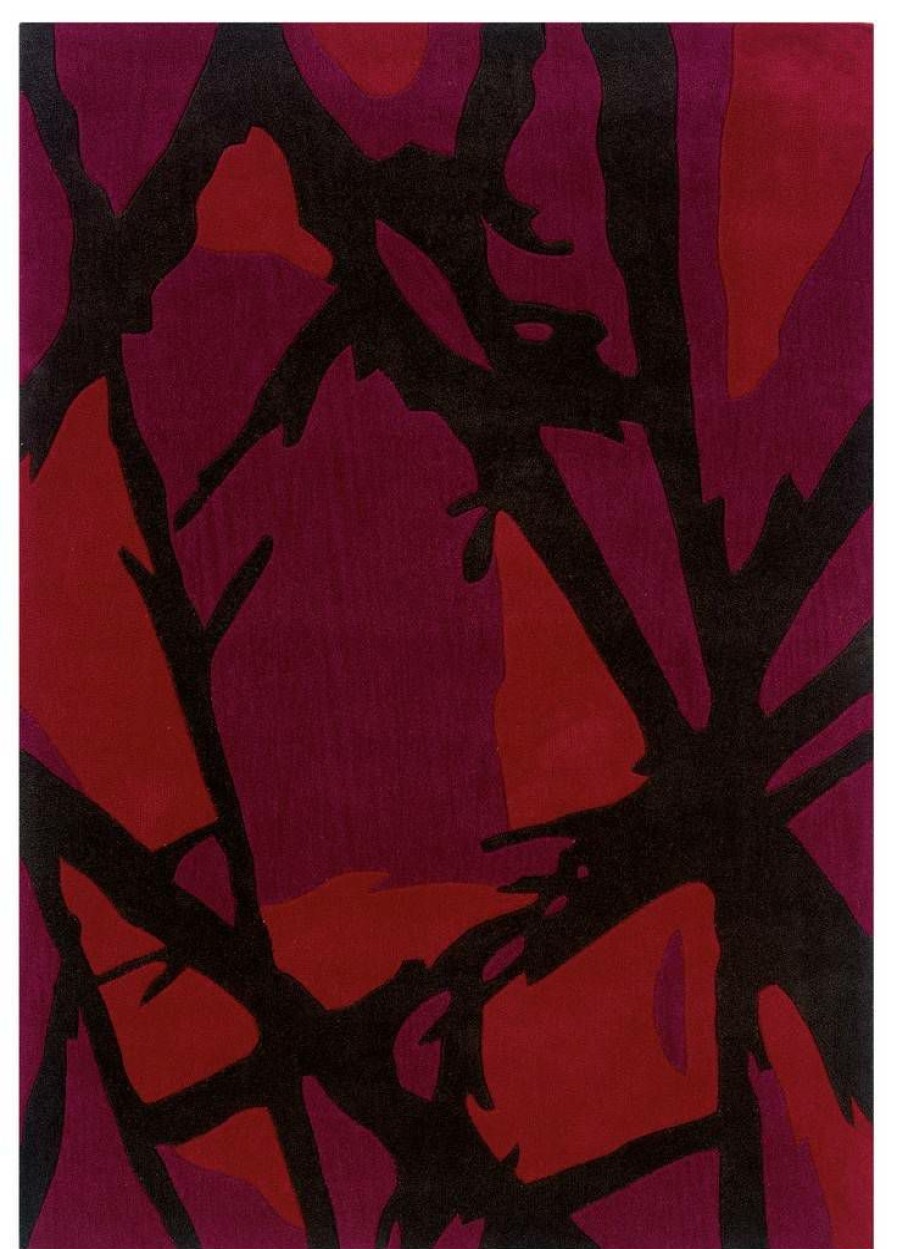 Rugs * | Excellent Trio Branch Charcoal & Red 1.10 2.10 Linon Home Decor Rug-Tad35023