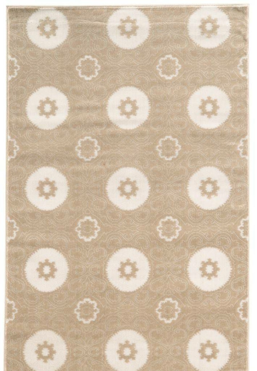 Rugs * | Online Sales Prisma Karma Light Beige & White 2 3 Linon Home Decor Rugpa1123